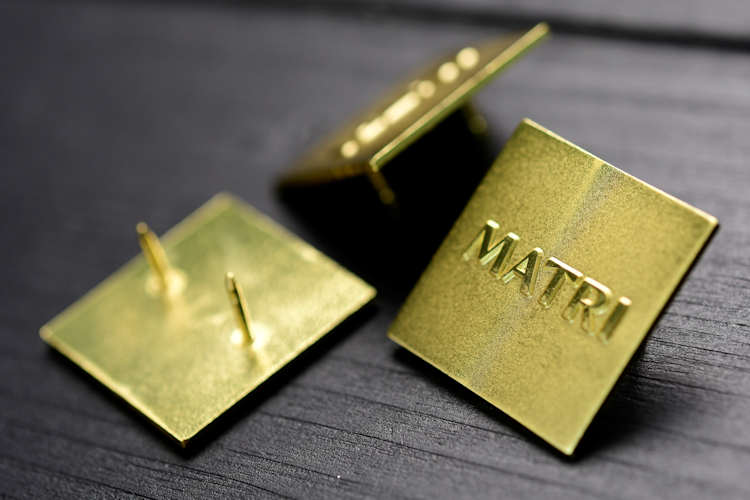 Product or Brand labels cast from metal