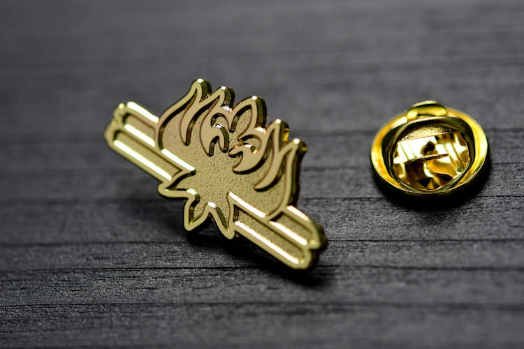 Die struck metal lapel pins