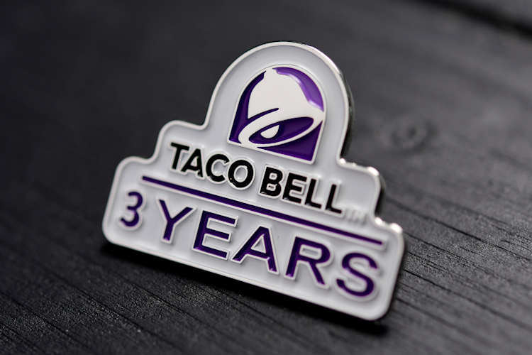 Enamel painted Taco Bell lapel pins