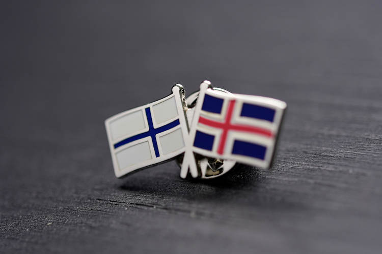 Hard enamel lapel pins with two flags