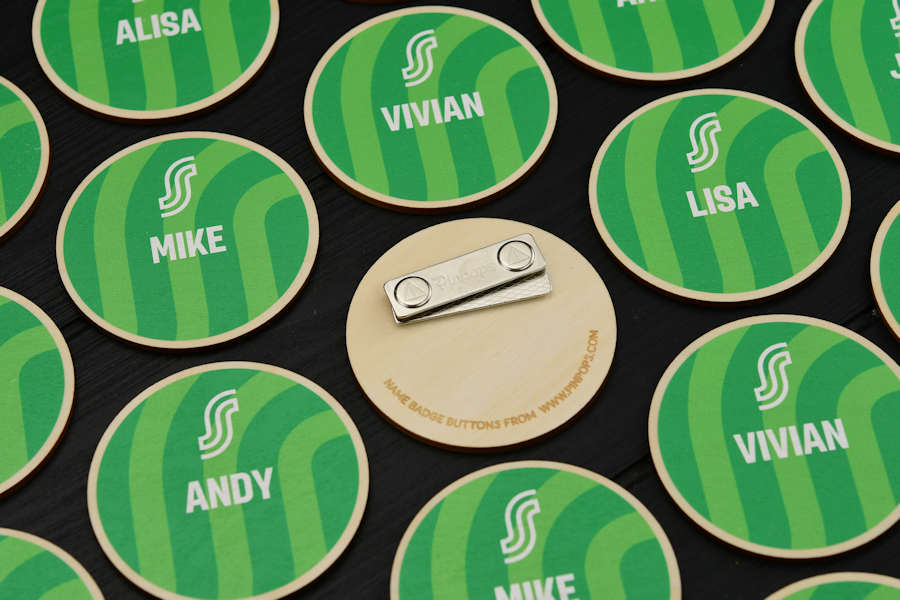 Personalized Wooden Name Badge Buttons