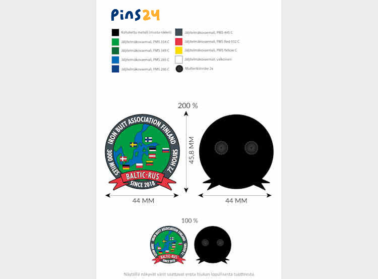 Proofing metal lapel pins